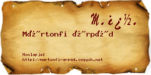 Mártonfi Árpád névjegykártya